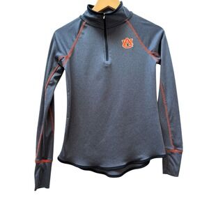 Auburn Tigers Colosseum Quarter Zip Pullover Shirt Women's Small Gray Orange